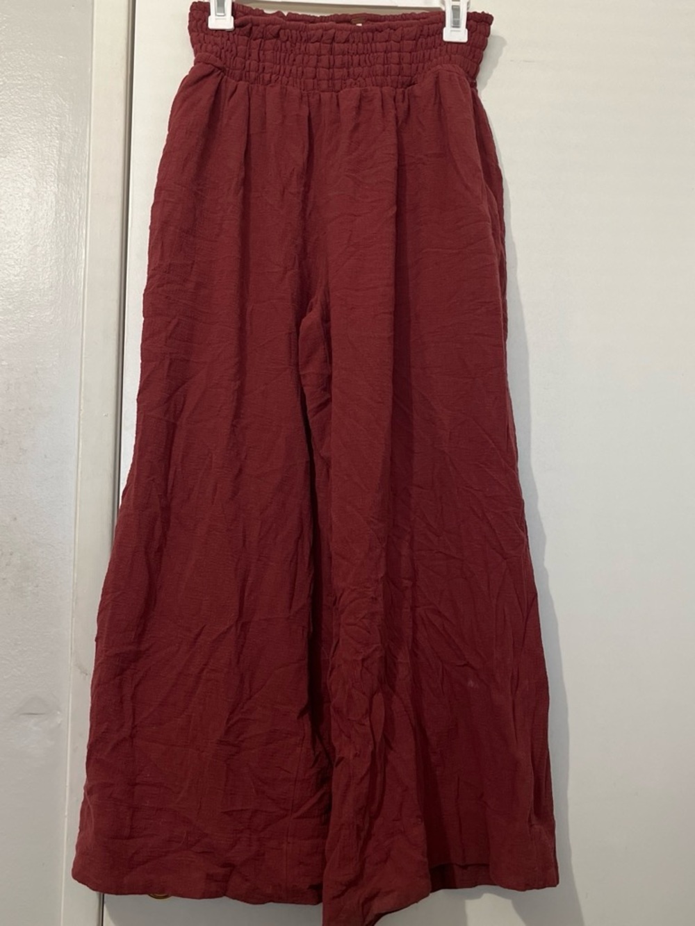 Free people Wide-Leg Lounge crop Elastic Waist Burgundy pants size S